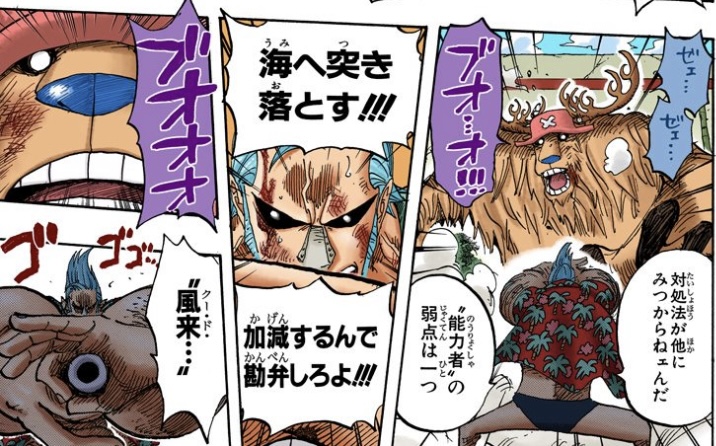 ワンピース 第412話 怪物化したチョッパーを海に突き落とそうとするフランキー