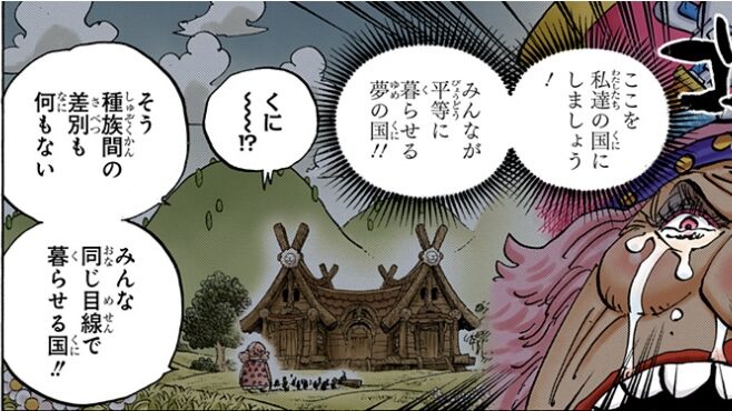 ワンピース 第868話 カルメル「種族間の差別もない みんな同じ目線で暮らせる国」
