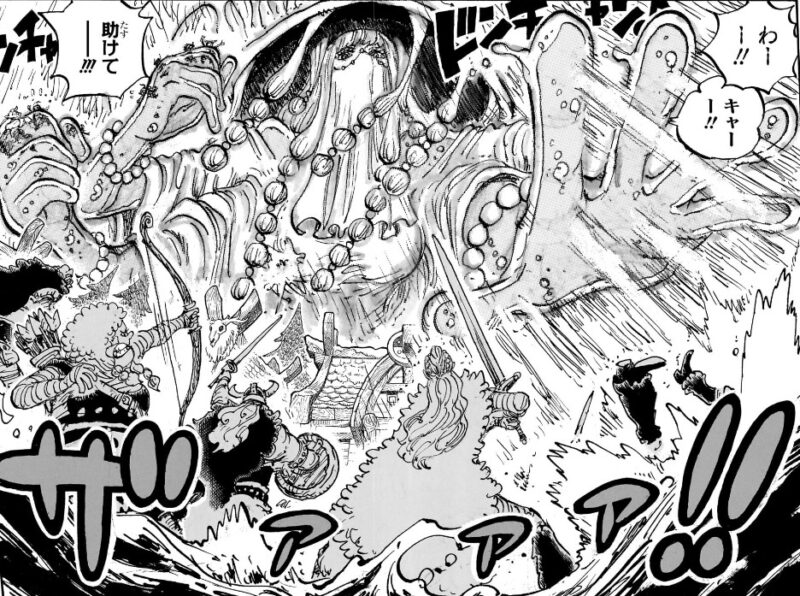 ワンピース 第1183話 雨の神ザザに立ち向かう戦士達
